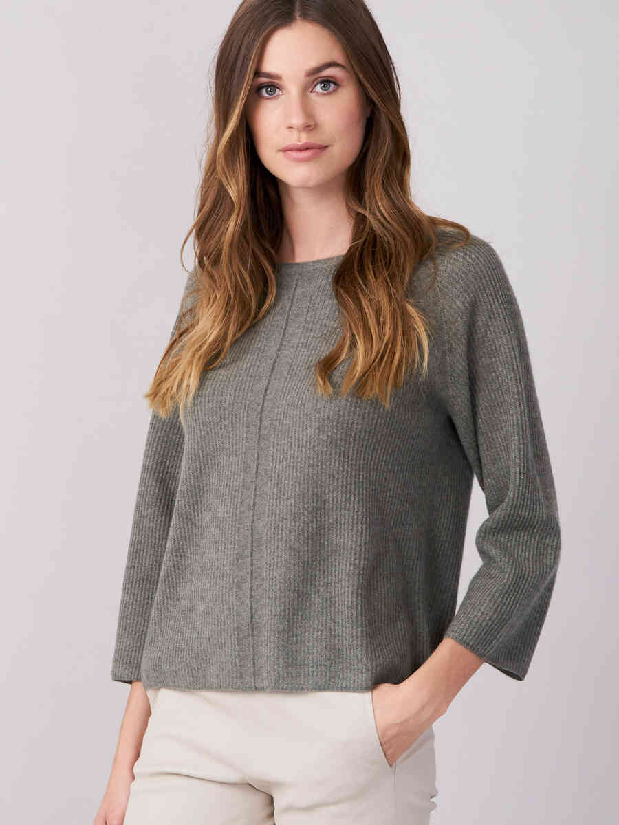 Loose fit cashmere sweater with ribbed texture image number 0