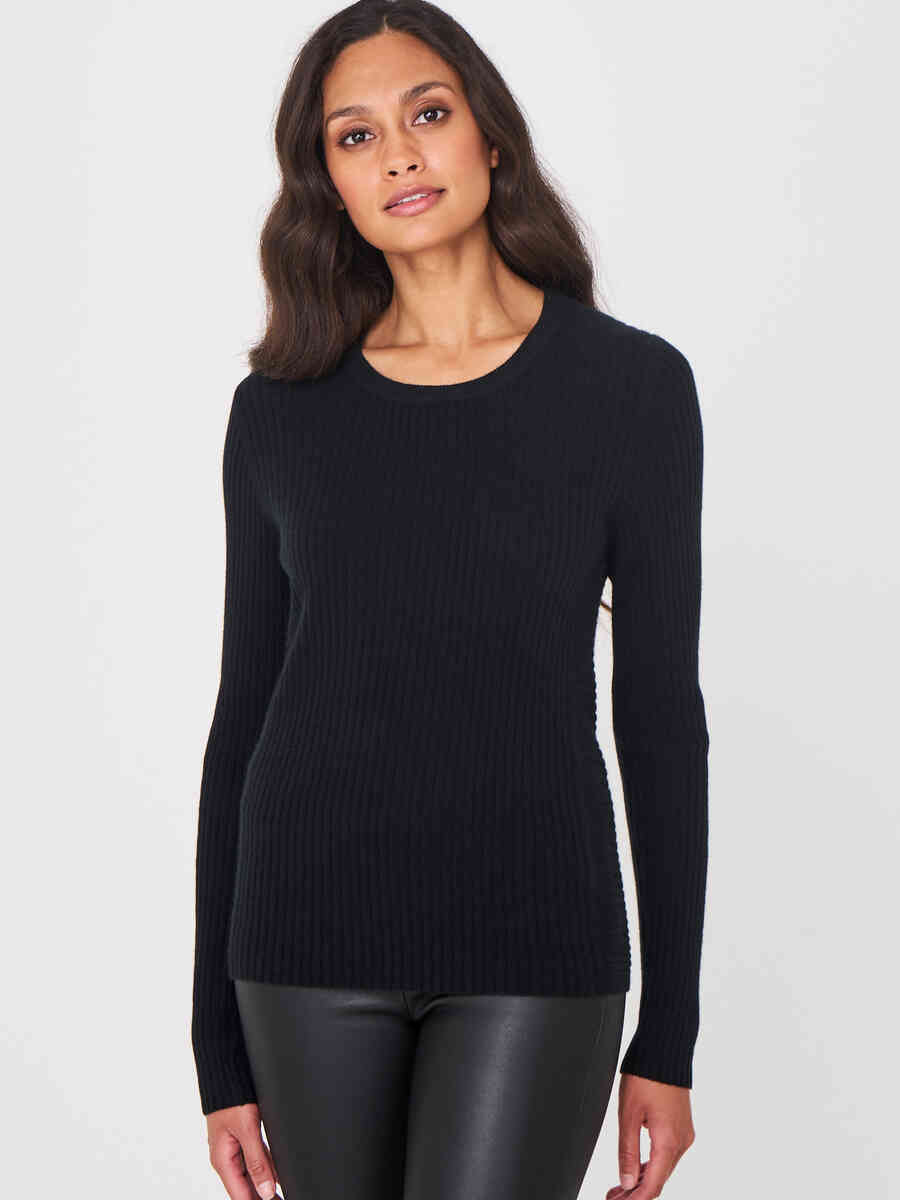 Baby cashmere rib knit round neck sweater image number 0