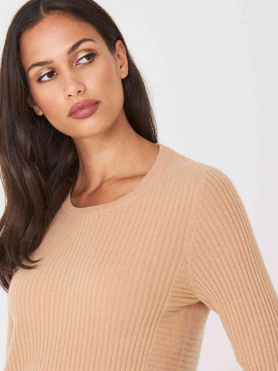 Baby cashmere rib knit round neck sweater image number 9