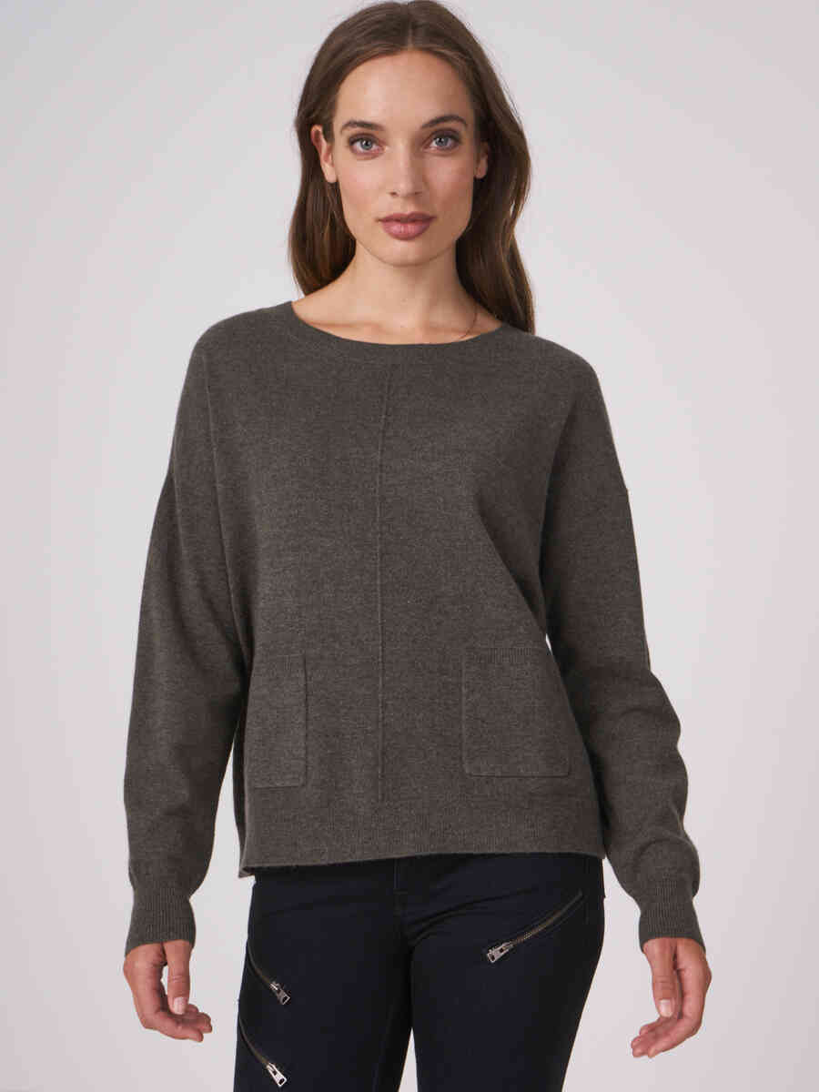 Cashmere sweater with front pockets image number 48