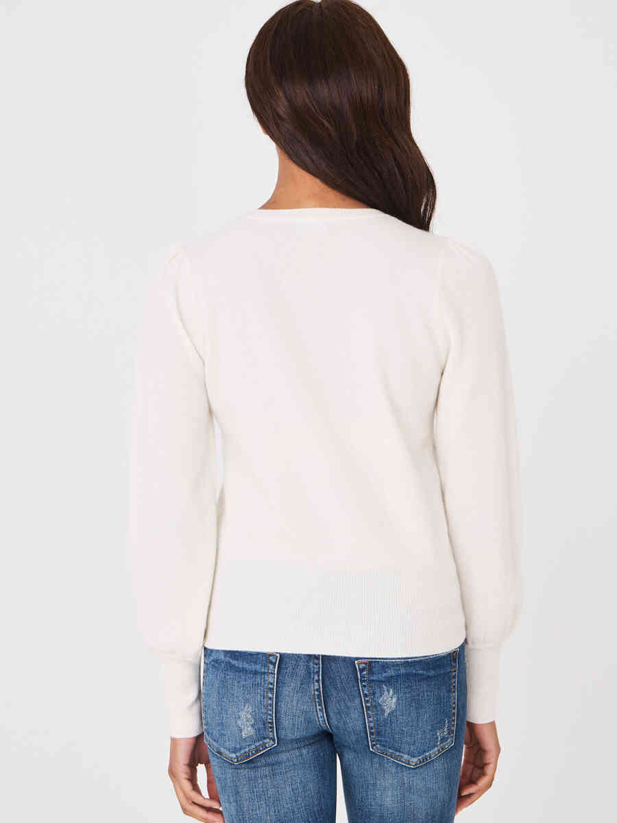 Cropped cashmere sweater with fine cable pattern image number 1