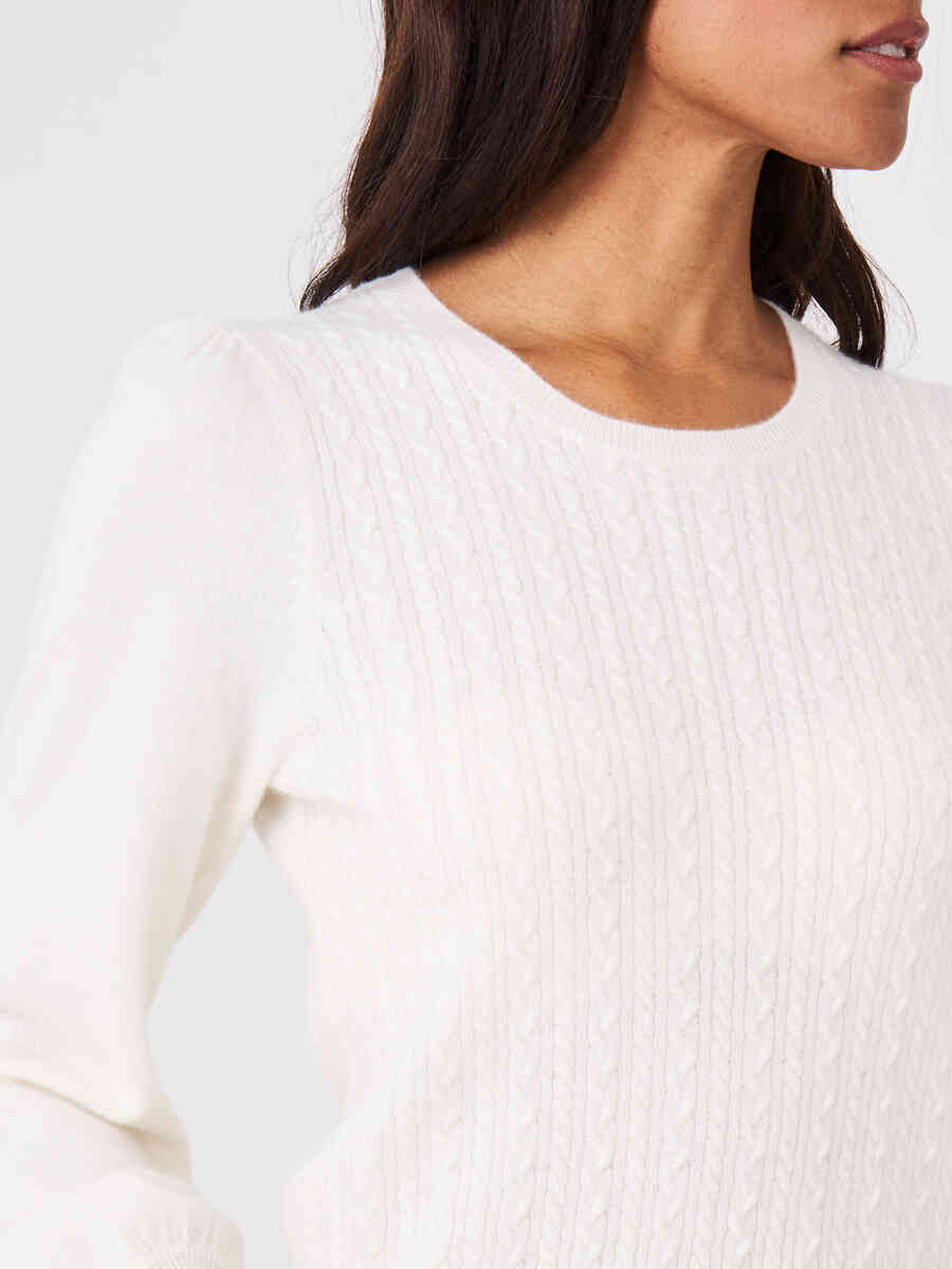 Cropped cashmere sweater with fine cable pattern image number 2