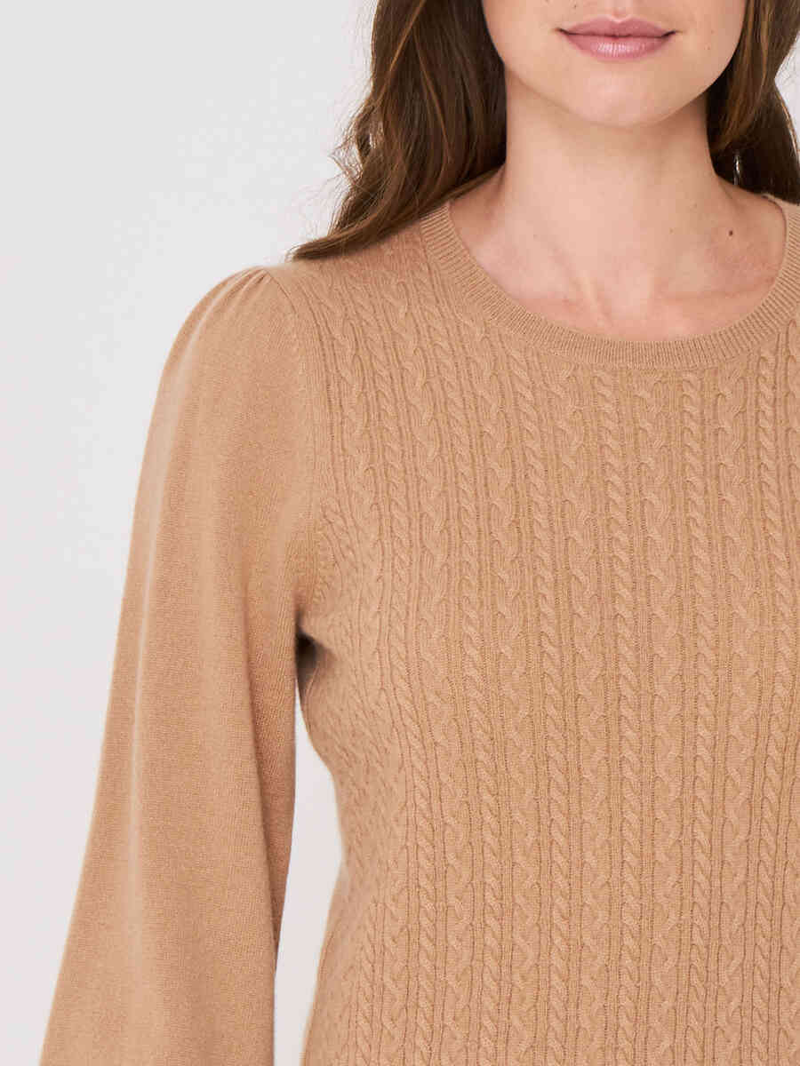 Cropped cashmere sweater with fine cable pattern image number 14