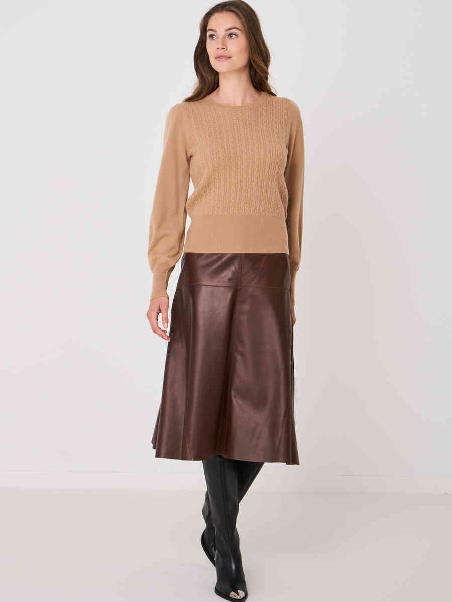 Cropped cashmere sweater with fine cable pattern image number 15