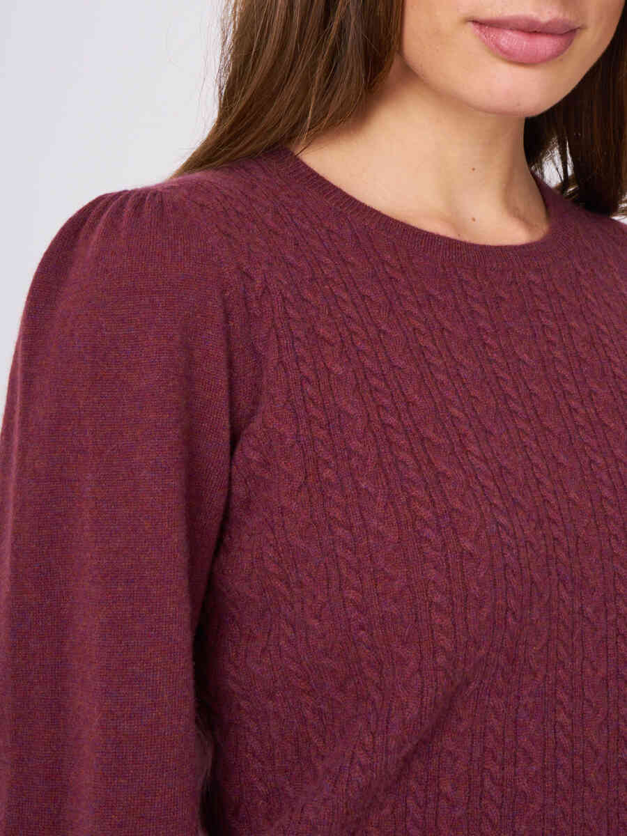 Cropped cashmere sweater with fine cable pattern image number 18