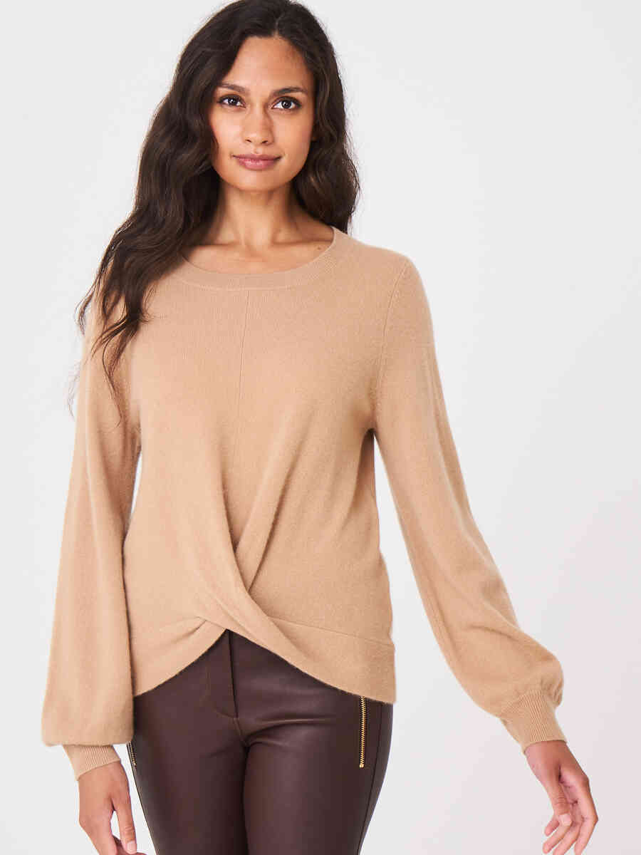 Cashmere sweater with knotted hem image number 0