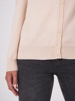 Basic organic cashmere cardigan with V-neck image number 22