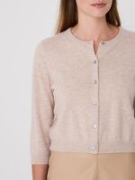 Organic cashmere cropped cardigan with round neck image number 2