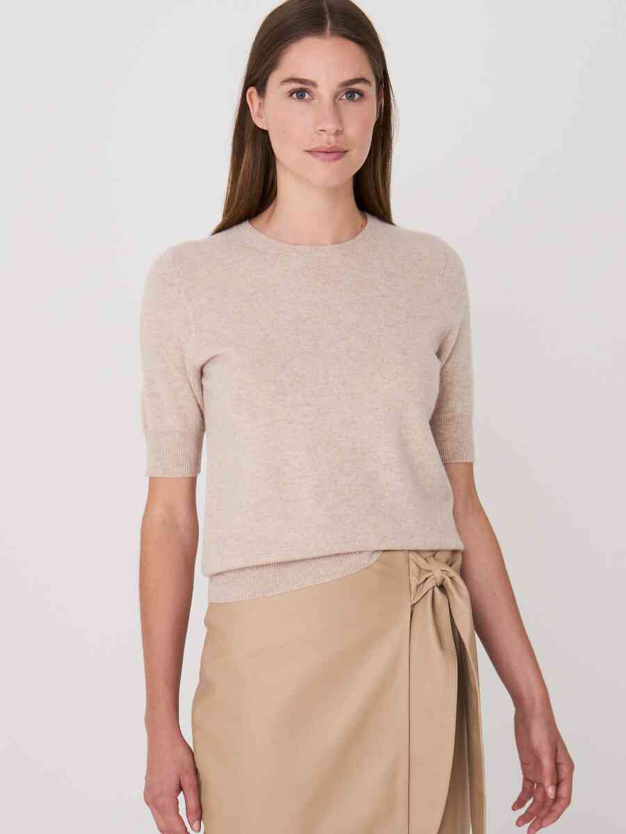 Basic short sleeve organic cashmere sweater