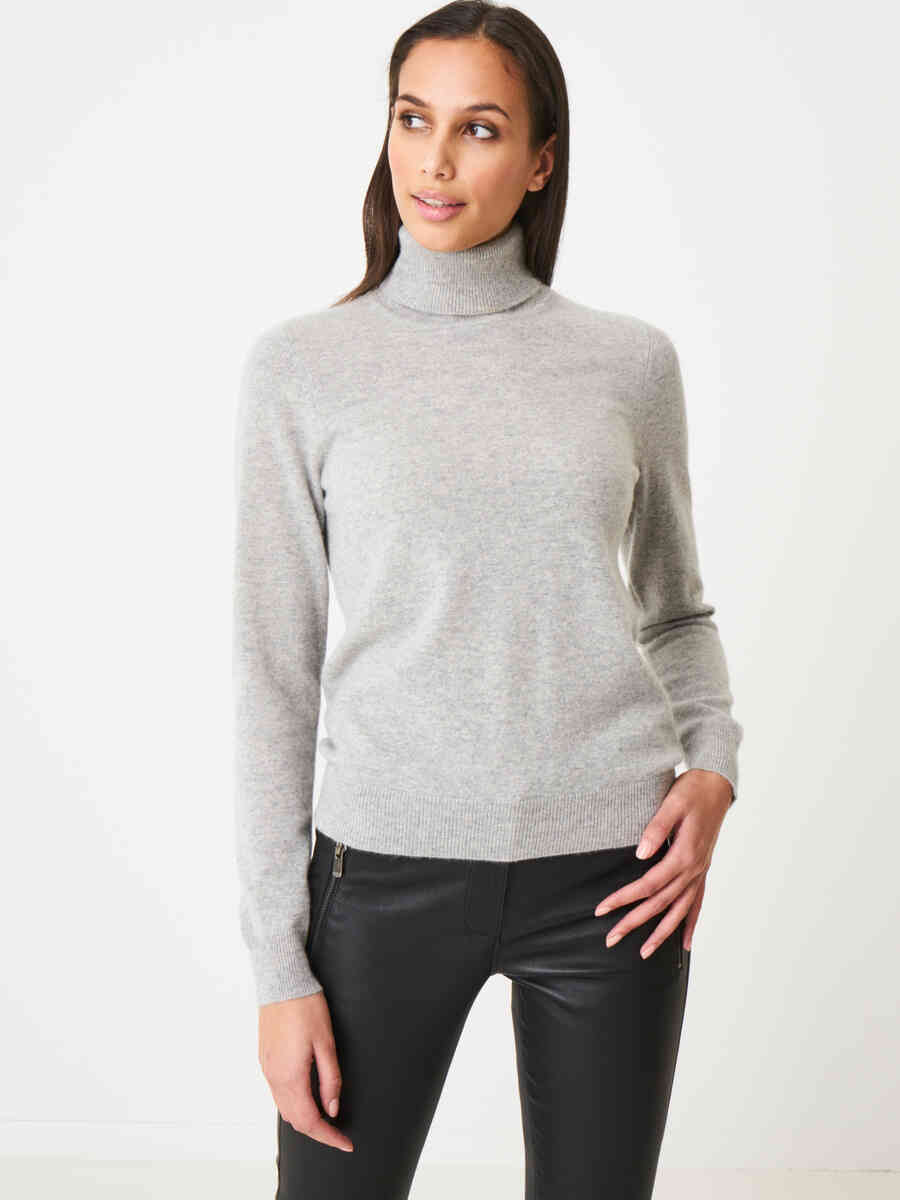 Basic organic cashmere roll neck sweater