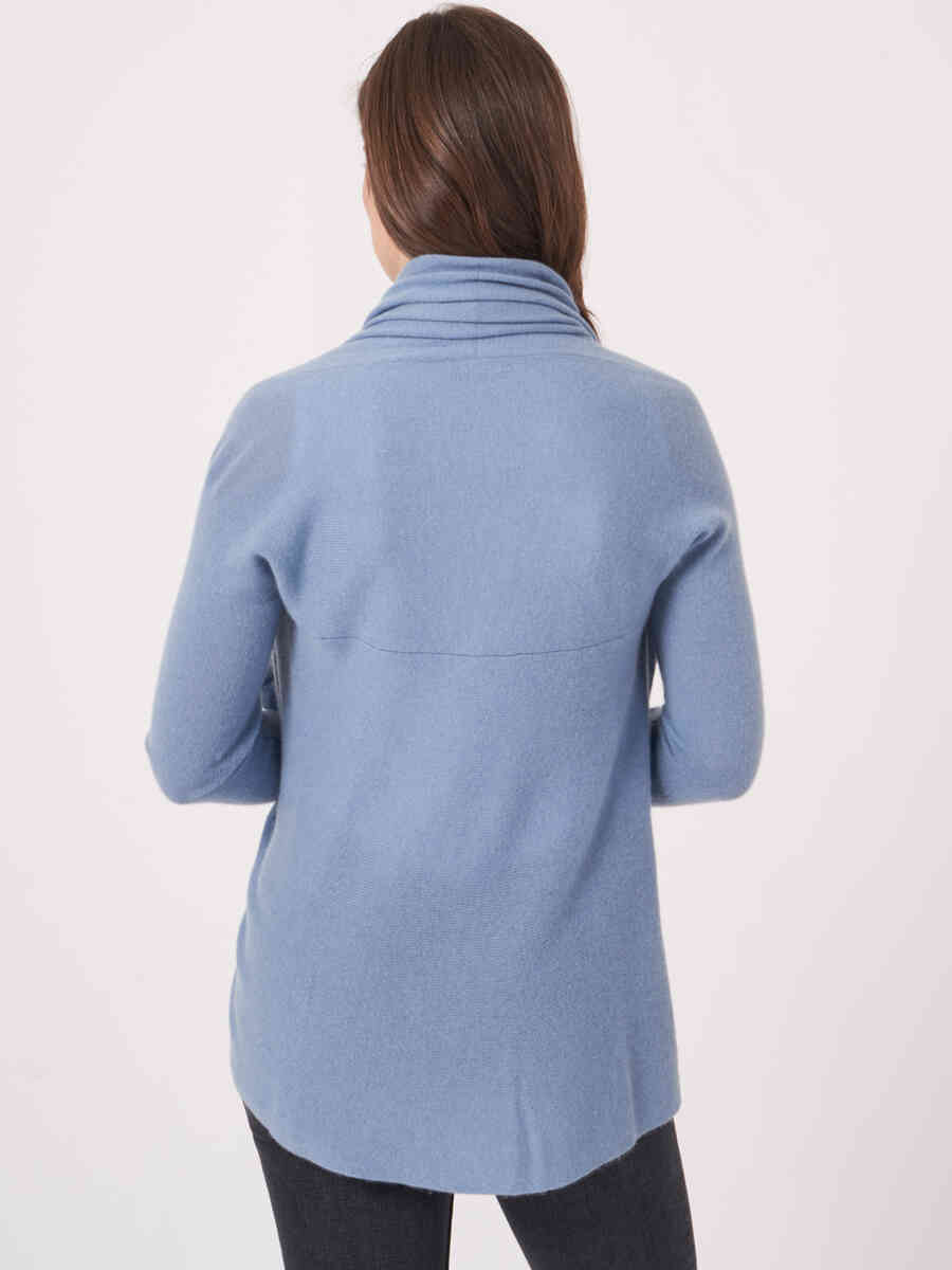 Open organic cashmere cardigan with shawl neck image number 7