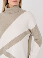 Casual organic cashmere sweater with intarsia pattern image number 2