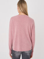 Organic cashmere boat neck sweater with side button placket image number 2