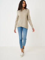 Organic cashmere sweater with diagonal hem image number 3