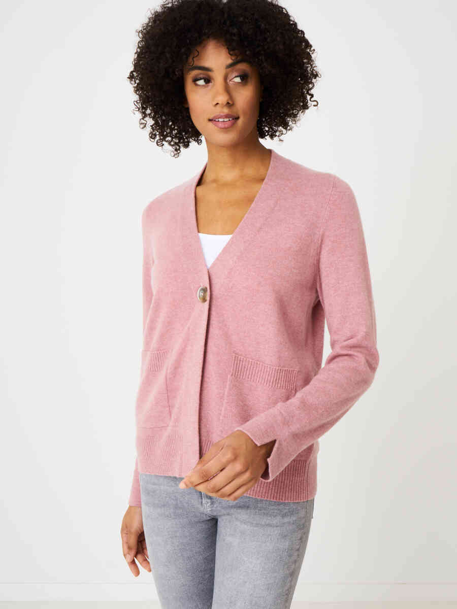 Organic cashmere cardigan with front pockets image number 8