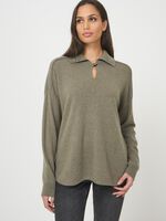 Cashmere sweater with polo neck and back pleat image number 0