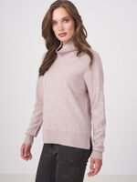 Cashmere sweater with rib knit stand collar image number 0