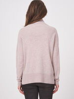 Cashmere sweater with rib knit stand collar image number 1