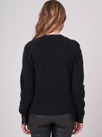 Cashmere cardigan with fine rib knit texture image number 1
