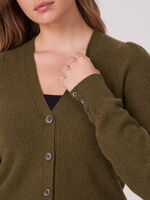 Cashmere cardigan with fine rib knit texture image number 2