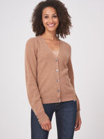 Cashmere cardigan with fine rib knit texture image number 12