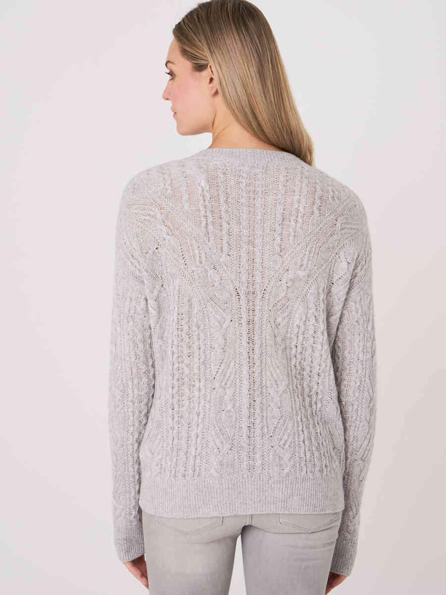 Cable knit cashmere sweater with delicate sequin decoration image number 1