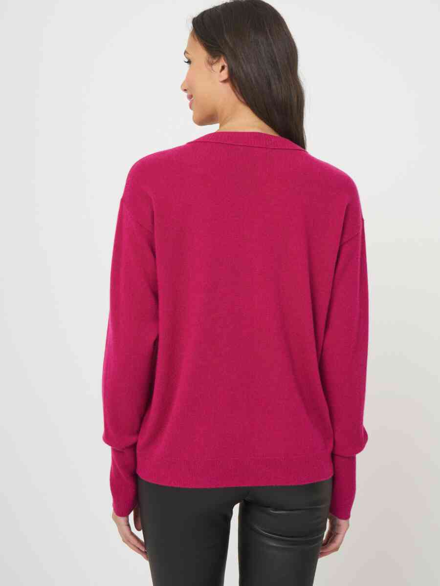 Cashmere sweater with buttoned V-neck image number 1