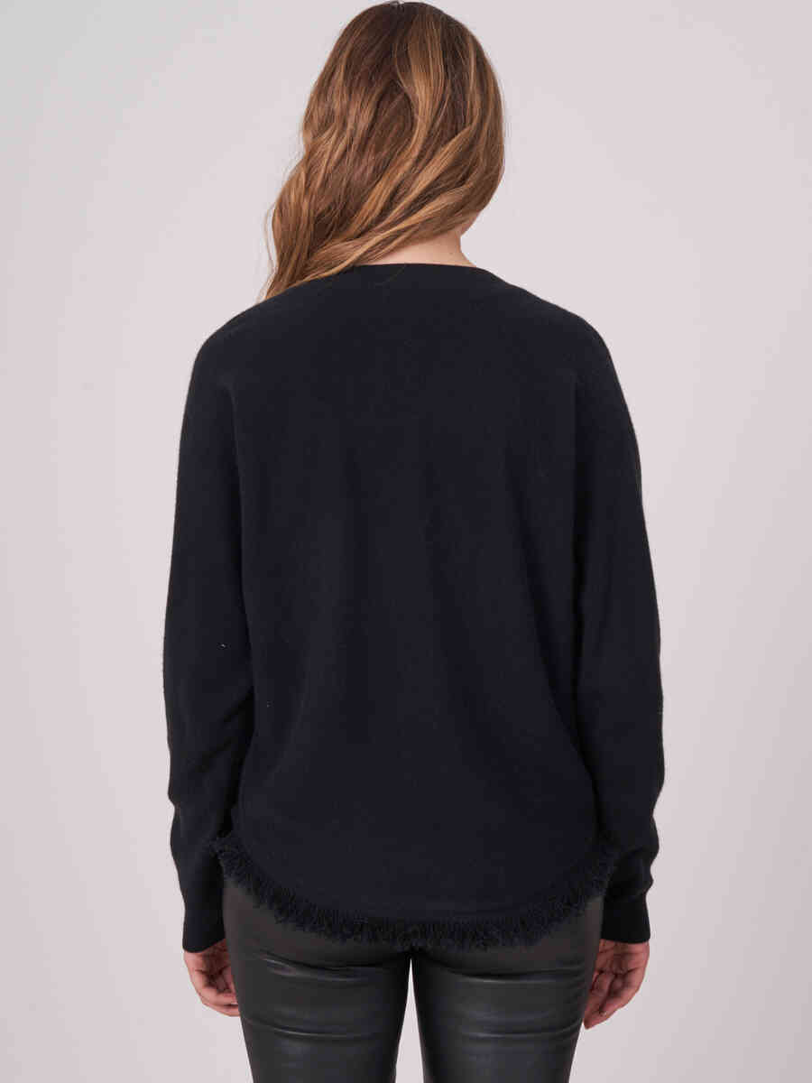 Cashmere batwing cardigan with rounded hem image number 1