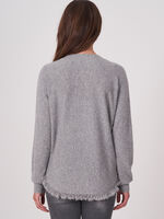 Cashmere batwing cardigan with rounded hem image number 5