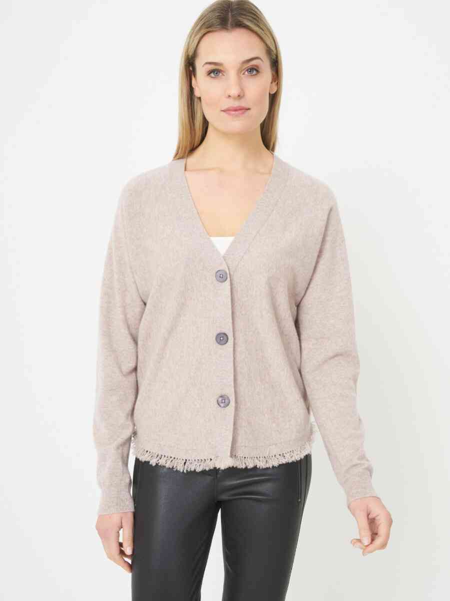 Cashmere batwing cardigan with rounded hem image number 8