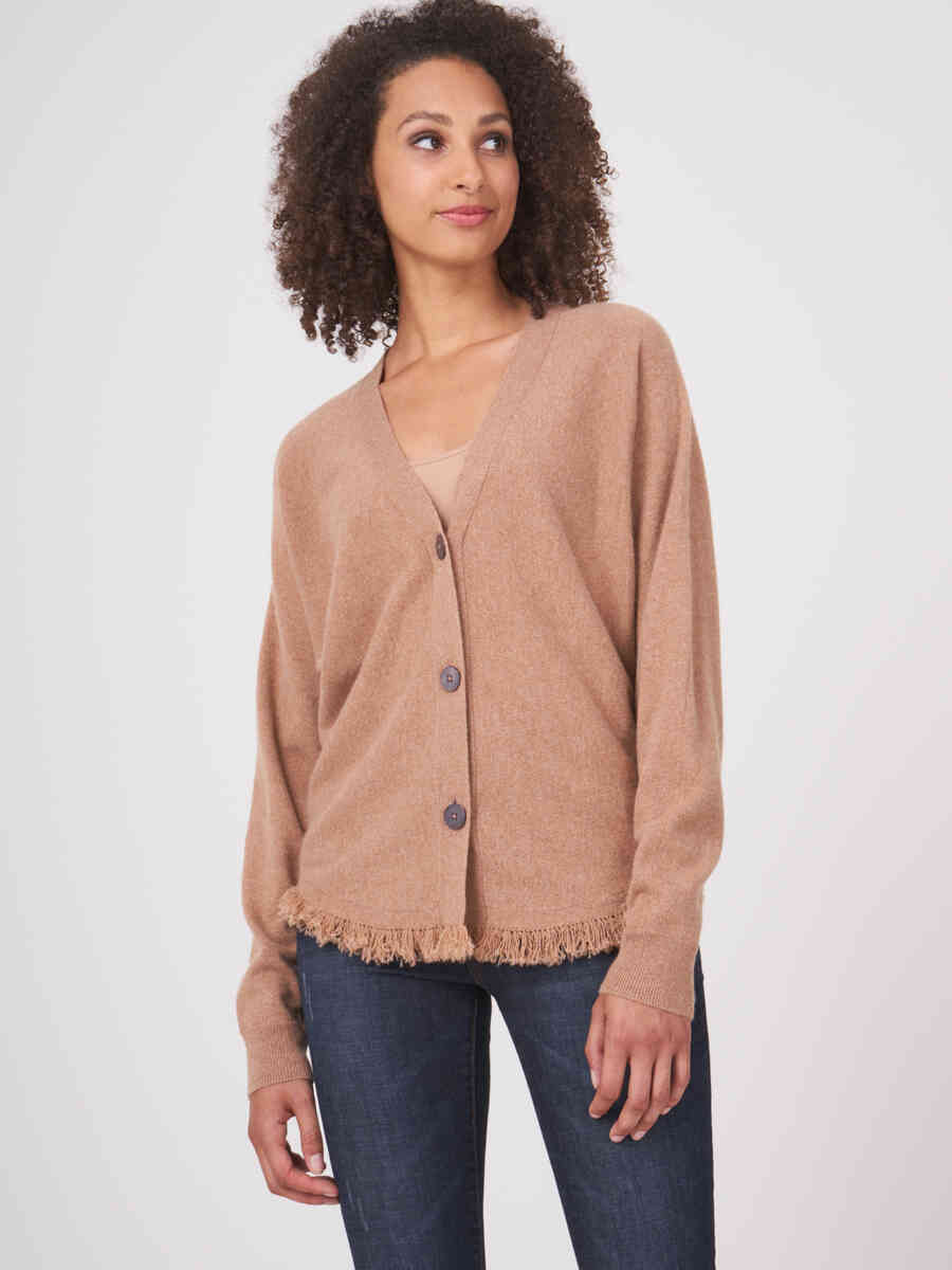 Cashmere batwing cardigan with rounded hem image number 12