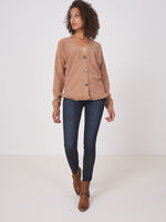 Cashmere batwing cardigan with rounded hem image number 15