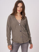 Cashmere batwing cardigan with rounded hem image number 16