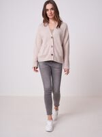 Buttoned organic cashmere cardigan with pockets image number 3