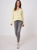 Buttoned organic cashmere cardigan with pockets image number 3