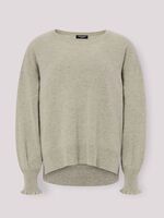 Round neck organic cashmere puff sleeve sweater with ruffle image number 2