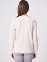 Organic cashmere sweater with ribbed boat neckline image number 1