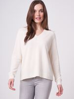 Organic cashmere sweater with deep ribbed V-neckline image number 0