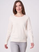 Organic cashmere sweater with bow detail on shoulder image number 0