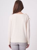 Organic cashmere sweater with bow detail on shoulder image number 1