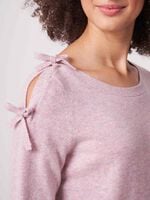 Organic cashmere sweater with bow detail on shoulder image number 3