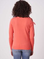 Organic cashmere sweater with bow detail on shoulder image number 1