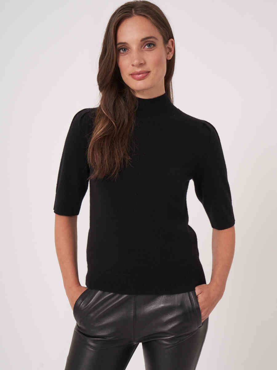 Cropped short sleeve cashmere sweater