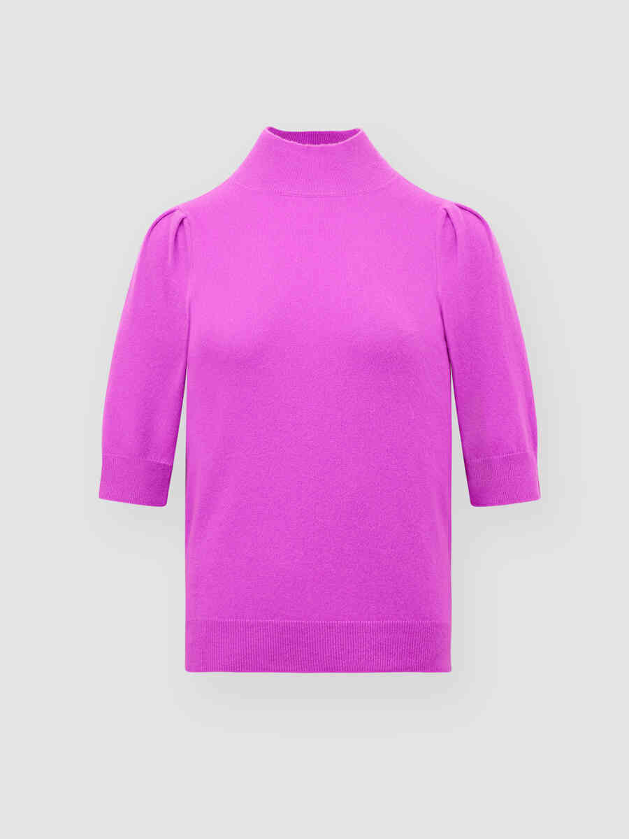 Cropped short sleeve cashmere sweater image number 1