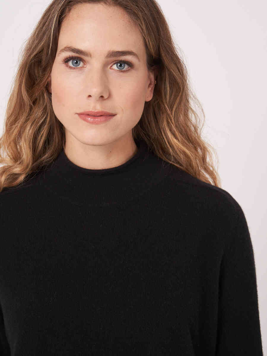 A-line cashmere sweater with stand collar image number 2