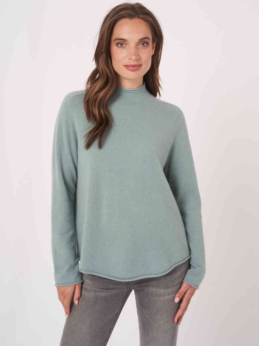 A-line cashmere sweater with stand collar image number 0