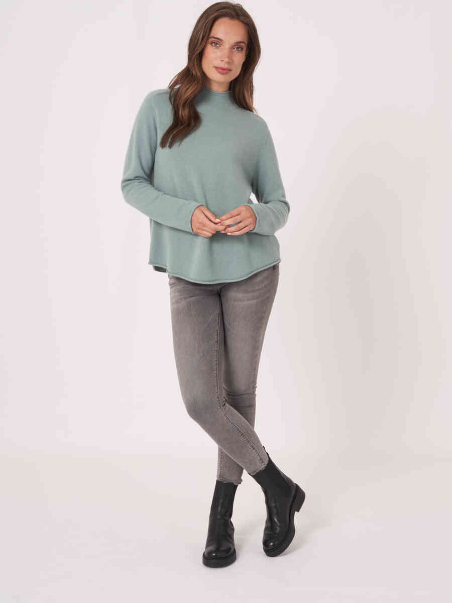 A-line cashmere sweater with stand collar image number 5