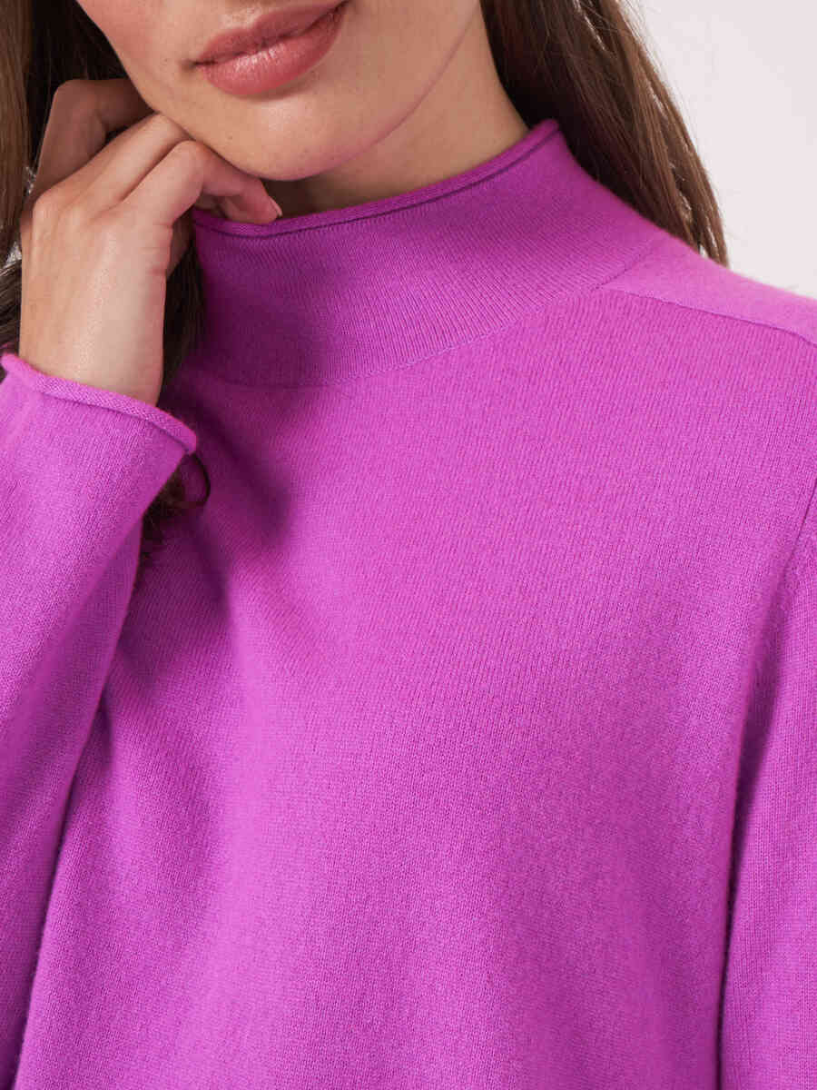 A-line cashmere sweater with stand collar image number 3