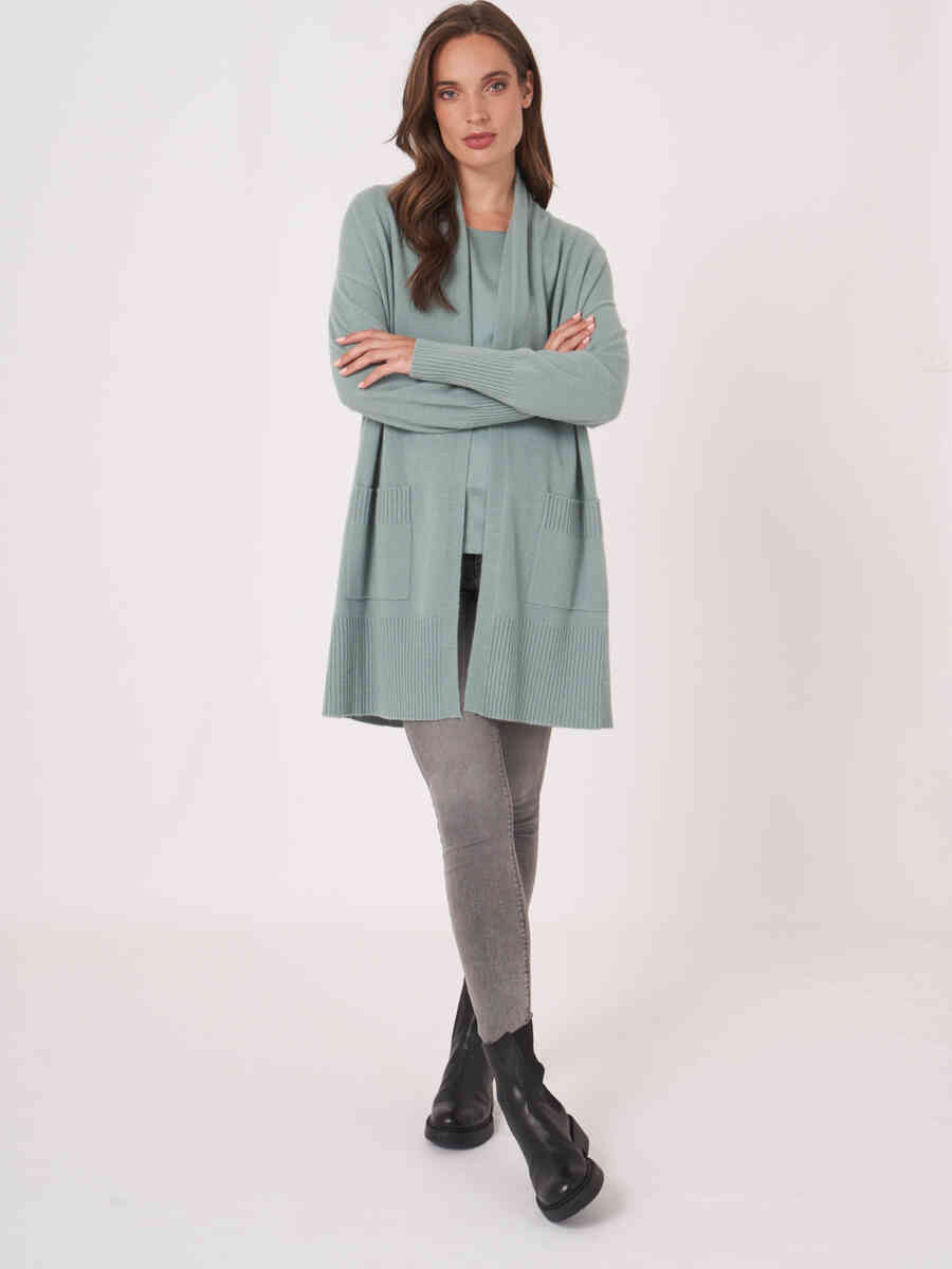 Long cashmere cardigan with shawl collar and pockets image number 5