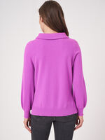 Cashmere sweater with Audrey Hepburn style boat neck collar image number 1